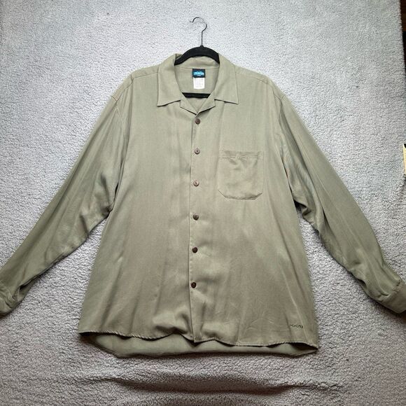 Kavu men’s soft Tencel long sleeve button up olive sz Large - Picture 1 of 6